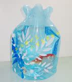 欧式塑料PVC花瓶水袋艺术小金鱼缸简易仿真插花容器装水晶泥黑色