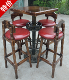 碳化复古户外高脚铁艺休闲酒吧桌椅组合咖啡桌椅套件餐桌吧椅实木