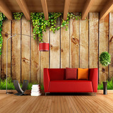 壁纸3d电视背景墙 欧式客厅玄关立体壁纸 影视墙复古田园木板油画