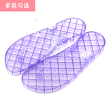 韩国夏季男女情侣人字拖洗澡浴室镂空漏水防滑水晶拖鞋