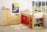 儿童套房组合床带护栏 实木床上床下柜带书柜衣柜多功能储物床