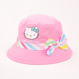 薇薇宝贝儿童春夏新款粉色可爱KT猫儿童婴儿宝宝公主遮阳帽渔夫帽