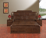 古典红木床鸡翅木大床1.8米双人床高箱全实木2人床套房家具