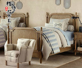 出口外贸实木床高档经典橡木单人床美式复古家具欧式婚床儿童床！