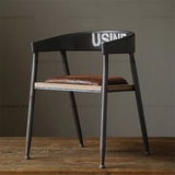 美式铁艺餐桌椅复古电脑椅做旧实木办公家具椅休闲沙