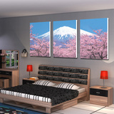 润轩 日本富士山装饰画客厅无框画卧室壁画酒店挂画宾馆装饰墙画