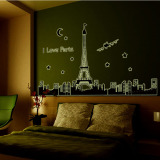 欧式建筑墙贴夜光贴风景卧室客厅沙发电视背景墙装饰荧光贴纸贴画