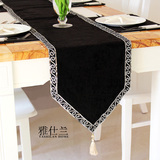 黑色 欧式时尚奢华简约亮片桌旗后现代新古典风格桌旗桌布餐垫