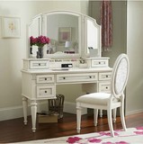 美式北欧宜家梳妆台置物柜/白色化妆台/家具可定制/三面镜折叠镜