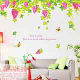 婚房墙贴彩色葡萄贴画卧室客厅纸可PVC装饰防水植物花卉田园AM