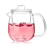 日式透明泡红茶水玻璃手把小茶壶 迷你沏茶绿茶侧把壶水果茶茶具