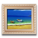 海浪与小船 手绘油画 现代客厅装饰无框画欧式印象山水海边风景画
