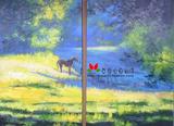 森林和马享受意静生活高品质纯手绘风景油画简欧卧室装饰画壁画
