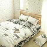 纯棉黑白斑马床单四件套北欧简约风宜家风格床品床上用品