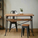 美式乡村铁艺休闲桌 复古做旧茶几边桌 创意简约方形实木桌子现货