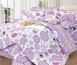 全棉纯棉床上用品彩色圆圈泡泡可爱床裙款床罩四件套件1.5米1.8m