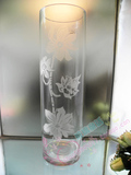 高35CM客厅落地透明玻璃花瓶 时尚磨砂直筒大花瓶 富贵竹水培花器