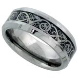 Tungsten Carbide 8 mm Flat Wedding Band Ring Inlaid Celtic