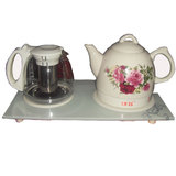 新飞 陶瓷电热水壶泡茶壶套装 1.2升陶瓷电茶壶开水壶+玻璃泡茶壶