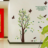 小鸟绿荫树墙贴客厅沙发背景墙装饰贴画玄关走廊过道风景墙画贴纸