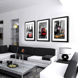 欧伦风格装饰画 现代有框画 客厅卧室挂画 壁画 黑白风格汽车画