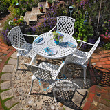 户外白色铸铝桌椅 铸铝户外家具 别墅花园庭院桌 欧式铁艺餐桌椅