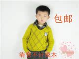 冬季童装包邮2014新款韩版男童装 假两件套头纯棉针织衫 毛衣线衣
