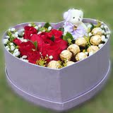 南京花店盒装玫瑰花束巧克力预订鲜花速递 情人节礼物南京鲜花