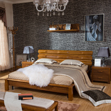 现代中式实木床卧室家具排骨架高箱储物床1.8m中式木质双人床