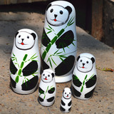 国宝大熊 五件套娃中国特色商务礼品送外国人的小礼物 可做首饰盒