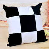 黑白格子图案超柔绒 珍珠棉 70*70 超大抱枕 床头靠枕 沙发靠垫