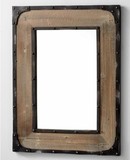 美式乡村家具铁艺镜框复古试衣镜创意实木浴室镜做旧镜子