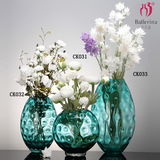 现代蓝色玻璃花瓶摆件家居装饰品创意客厅插花器新房样板间工艺品
