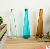 包邮ZAKKA 清新玻璃花瓶插花瓶长条三角形花瓶玻璃瓶 不含木塞