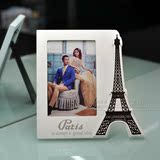 7寸巴黎木质欧洲风情艺术情侣婚纱个人写真竖摆台白色长方形相框