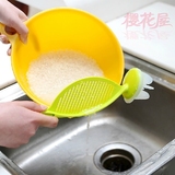 日本进口inomata优质塑料带漏水孔淘米器 淘米勺 带挡米板洗米器