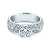 18K白金钻石戒指 女款结婚钻戒 豪华群镶钻戒 克拉钻石戒指