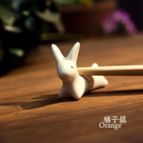 zakka 杂货 可爱小兔子陶瓷筷子架 手绘小白兔筷架筷托 餐具架