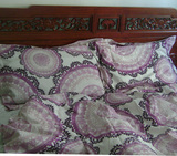 床品被罩床单布料外贸宽幅纯棉布料复古奢华蕾丝花纹淡紫/褐色