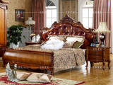 美式大床 欧式真皮床 实木床 双人软包床 雕花床 低箱床 1.8米床