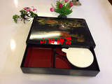 日式木纹扇面便当盒定食打包盒高档套餐盒送餐盒寿司盒带碗料理盒