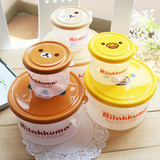 日本塑料圆形保鲜盒 厨房水果食品密封罐大小套装儿童微波炉饭盒