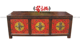 六门电视柜视听柜简约仿古中式手绘藏式实木定制 彩绘家具特价