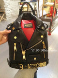 Moschino/莫斯奇诺限量款皮衣类拉链双肩包【C-X时尚欧美代购】