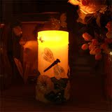 新年礼物春之舞蜻蜓雕花LED蜡烛灯香薰家居装饰创意蜡烛灯包邮