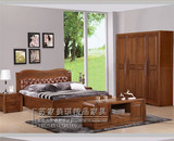 榆木家具 实木床 牛皮软靠双人床 特价 厚重款榆木中式1.8米婚床