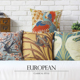 欧式复古创意花鸟动物北欧美式棉麻抱枕套沙发办公室午睡靠垫靠枕