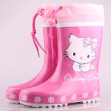 外贸秋冬儿童大童女童KT猫防滑防水橡胶鞋宝宝水鞋粉色雨鞋雨靴套