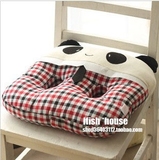 可爱卡通布艺格子熊猫双孔透气坐垫车用美臀护臀椅垫创意礼物