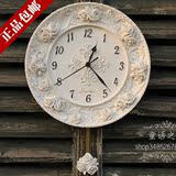 白色欧式田园艺术玫瑰挂钟装饰钟时尚创意客厅卧室树脂静音钟表Z5